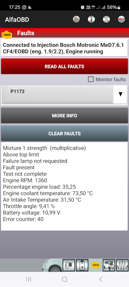 Ошибки P1173 и P1176. Плохой запуск двигателя. — Alfa Romeo 159 бензин ...